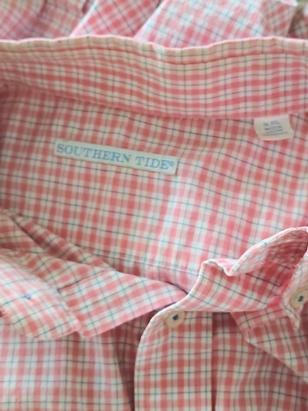 Southern Tide Men's Pink Grid Long Sleeve Button-Down Shirt with Logo. Size XXL - Picture 5 of 7